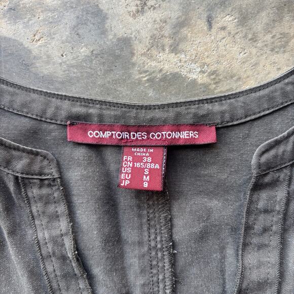 Comptoir Des Cotonniers Shift Dress Women's Small Green 3/4 Sleeve Split Collar - Picture 5 of 12